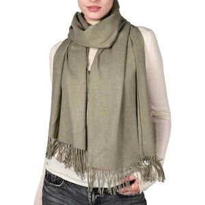 Women's Olive Pashmina Shawl Wraps Cashmere Feel Winter Scarf Soft Warm Blanket